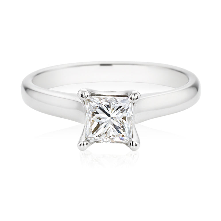 Promise 18ct White Gold Princess Cut with 1 CARAT of Certified Diamonds Ring