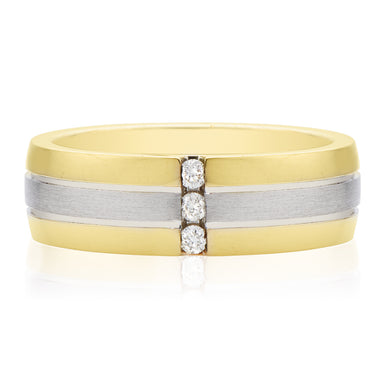 9ct Two Tone Gold Round Brilliant Cut with 0.10 CARAT tw of Diamonds Ring