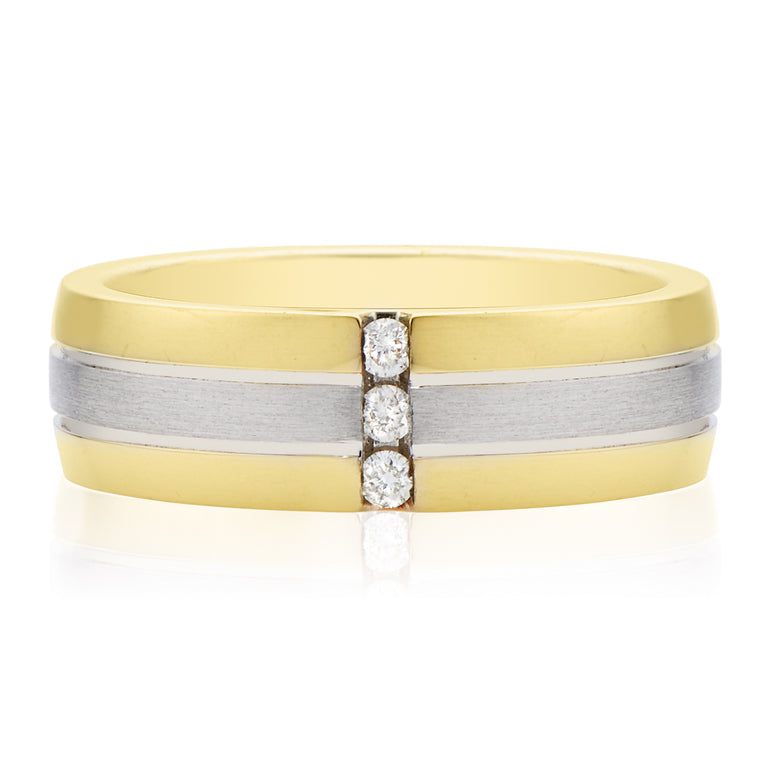 9ct Two Tone Gold Round Brilliant Cut with 0.10 CARAT tw of Diamonds Ring