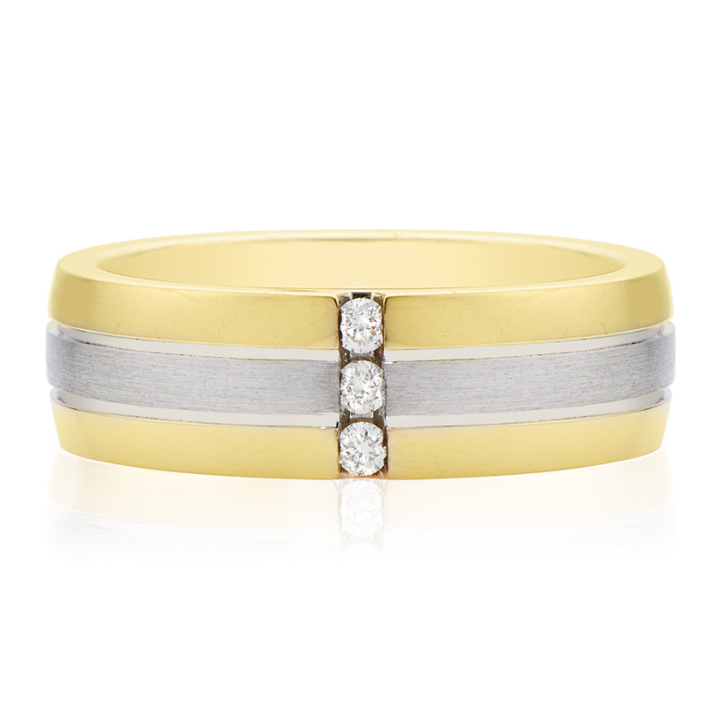 9ct Two Tone Gold Round Brilliant Cut with 0.10 CARAT tw of Diamonds Ring