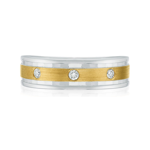 Sterling Silver & 9ct Yellow Gold Round Brilliant Cut with 0.15 CARAT tw of Diamonds Ring