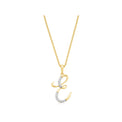 9ct Yellow Gold Round Brilliant Cut with 0.06 CARAT tw of Diamonds Initial E Pendant