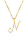 9ct Yellow Gold Round Brilliant Cut with 0.06 CARAT tw of Diamonds Initial N Pendant