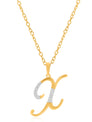9ct Yellow Gold Round Brilliant Cut with 0.06 CARAT tw of Diamonds Initial X Pendant