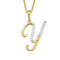 9ct Yellow Gold Round Brilliant Cut with 0.06 CARAT tw of Diamonds Initial Y Pendant