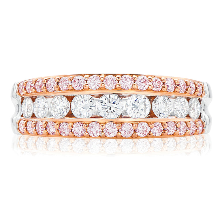 Pink Diamonds Platinum & 18ct Rose Gold Round Cut with 1 CARAT tw of Diamonds Ring