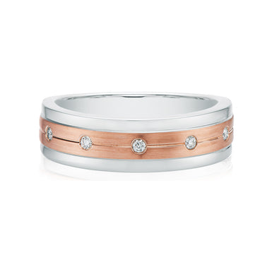 Sterling Silver & 9ct Rose Gold Round Brilliant Cut with 0.10 CARAT tw of Diamonds Ring