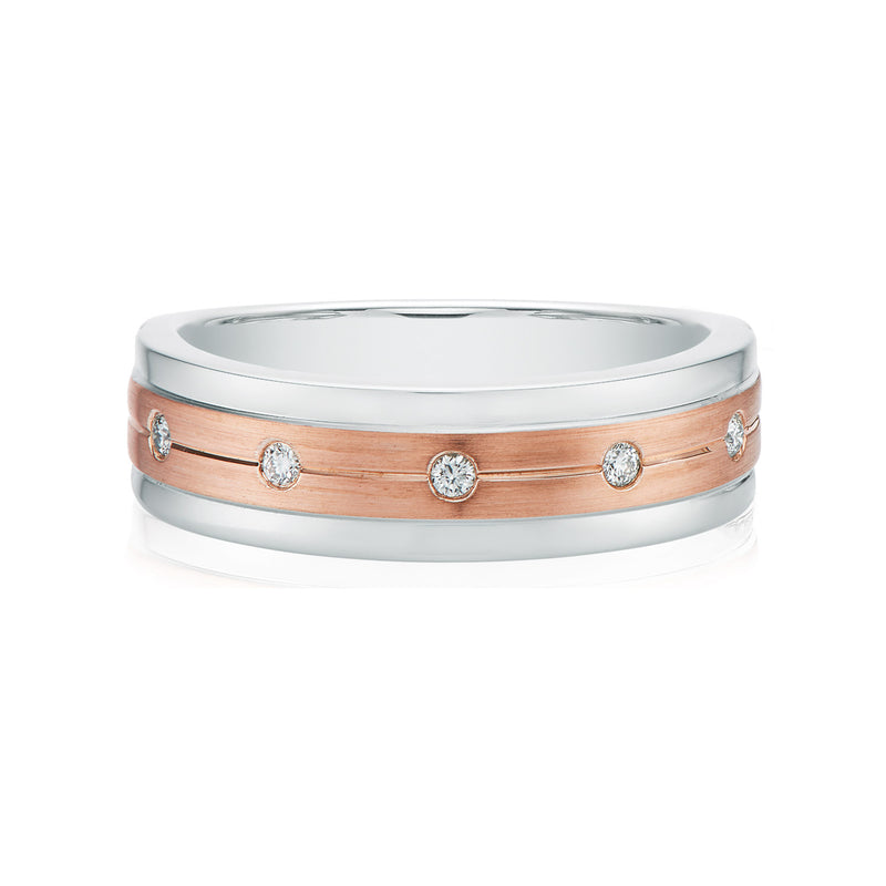 Sterling Silver & 9ct Rose Gold Round Brilliant Cut with 0.10 CARAT tw of Diamonds Ring