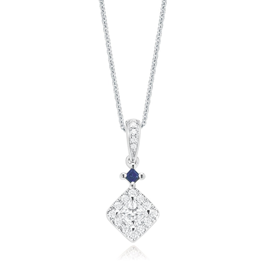Vera Wang Love 18ct White Gold Princess & Round Cut with 0.38 Carat tw of Diamonds Necklace