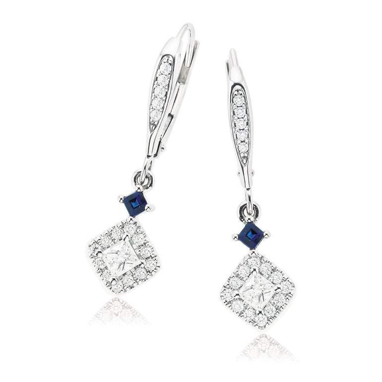 Vera Wang Love 18ct White Gold Princess & Round Cut with 1/2 Carat tw of Diamonds Earrings