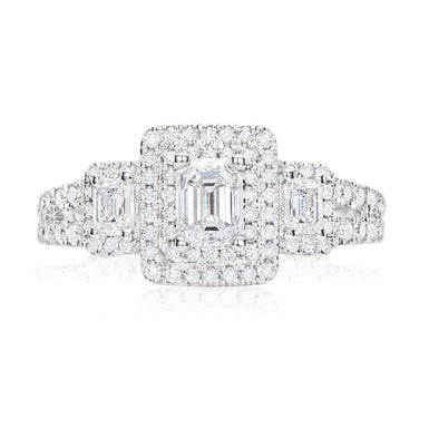 Vera Wang 18ct White Gold Round & Emerald Cut 1.35 carat tw Diamond Ring