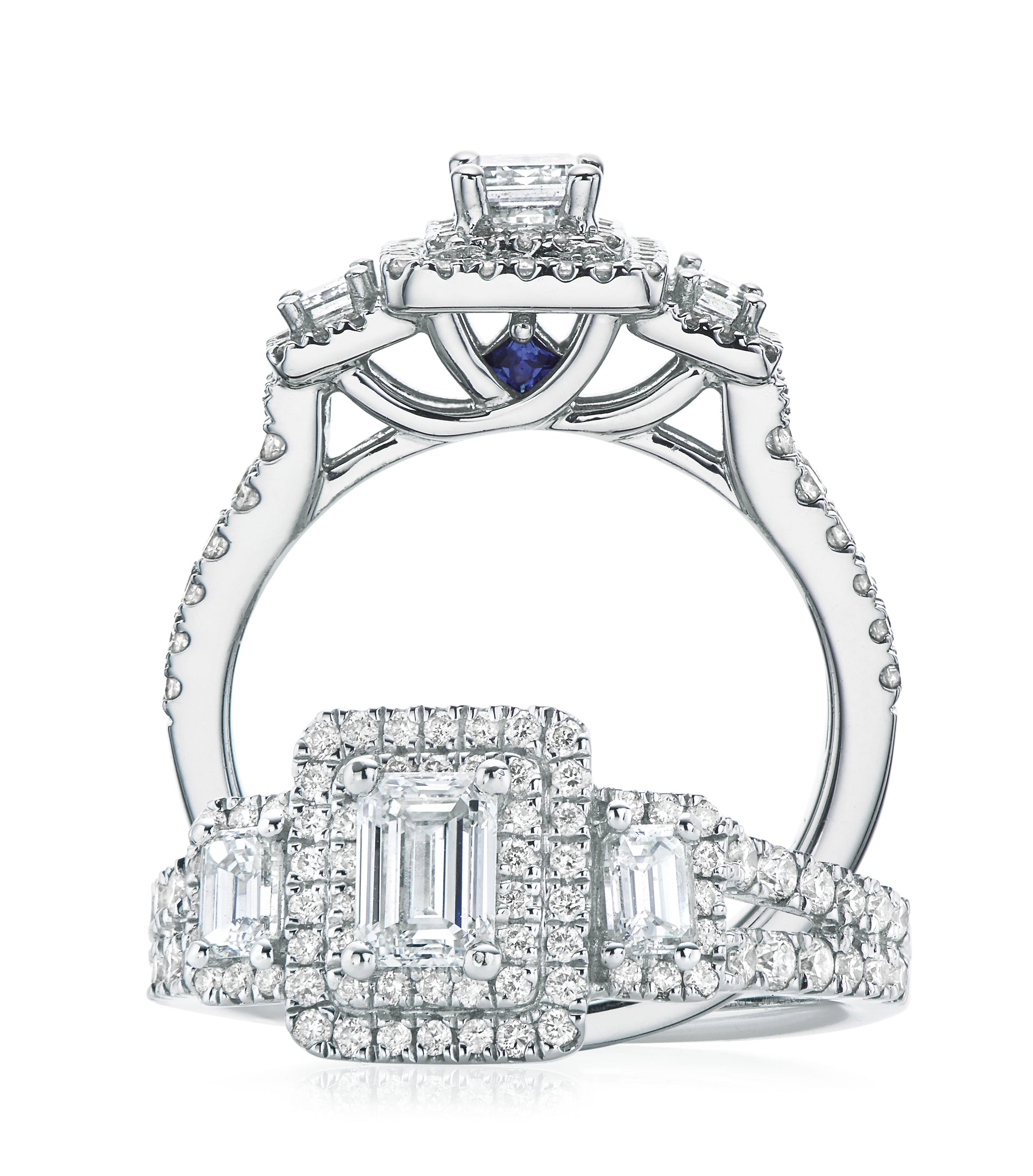 Vera Wang Love 18ct White Gold Emerald Round Cut with Carat tw of Diamond Ring