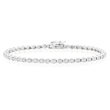 9ct White Gold Round Brilliant Cut with 1 CARAT tw of Diamonds Tennis Bracelet