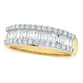 18ct Two Tone Gold Round & Baguette Cut with 1 CARAT tw of Diamonds Ring