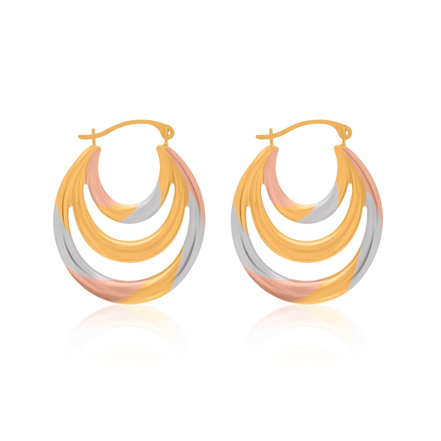 Titanium Creole Pattern 3 Row Hoop Earrings