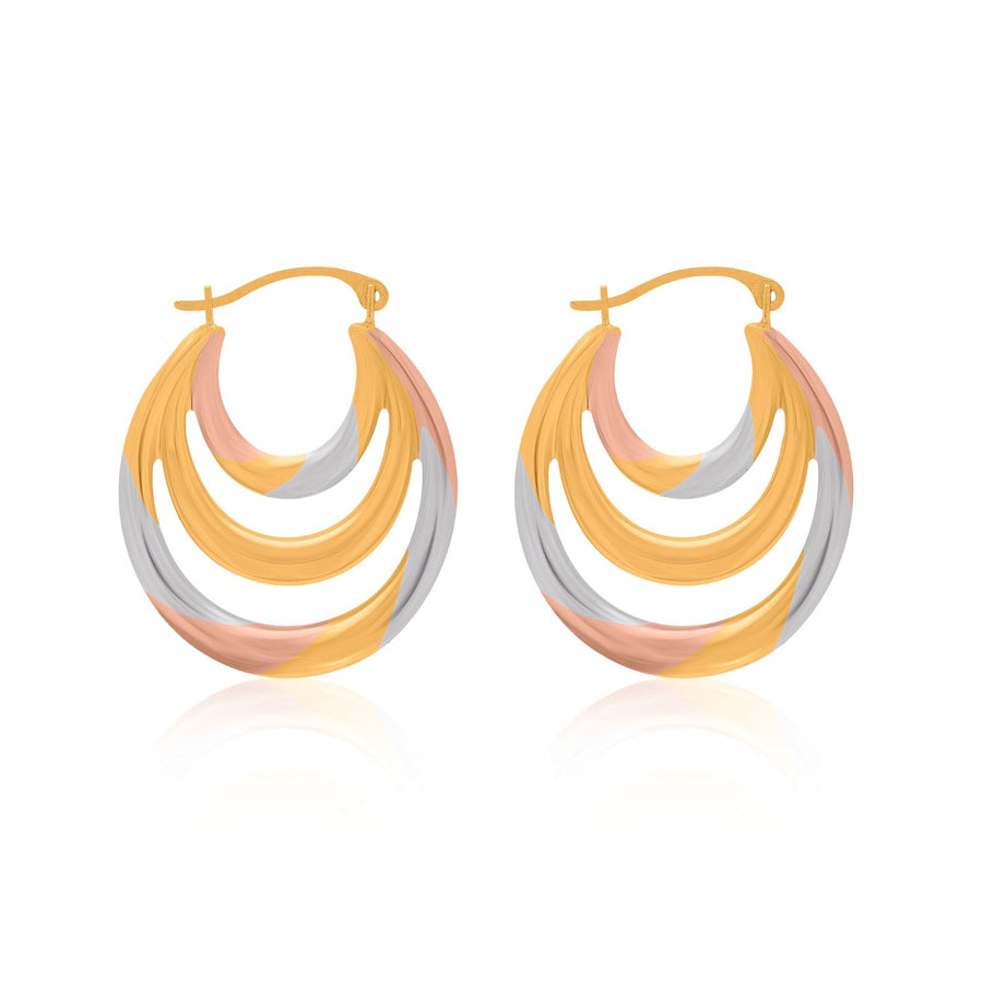 Titanium Creole Pattern 3 Row Hoop Earrings