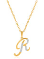 9ct Yellow Gold Round Brilliant Cut with 0.06 CARAT tw of Diamonds Initial R Pendant
