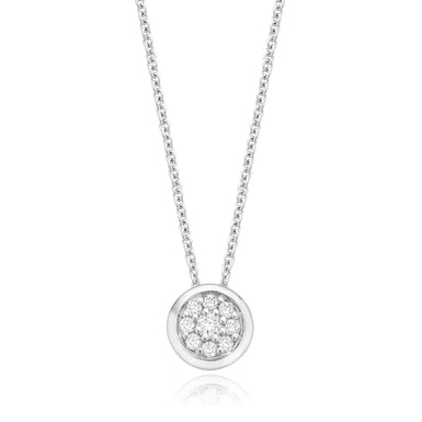 9ct White Gold Round Brilliant Cut with 0.12 CARAT tw of Diamond Pendant