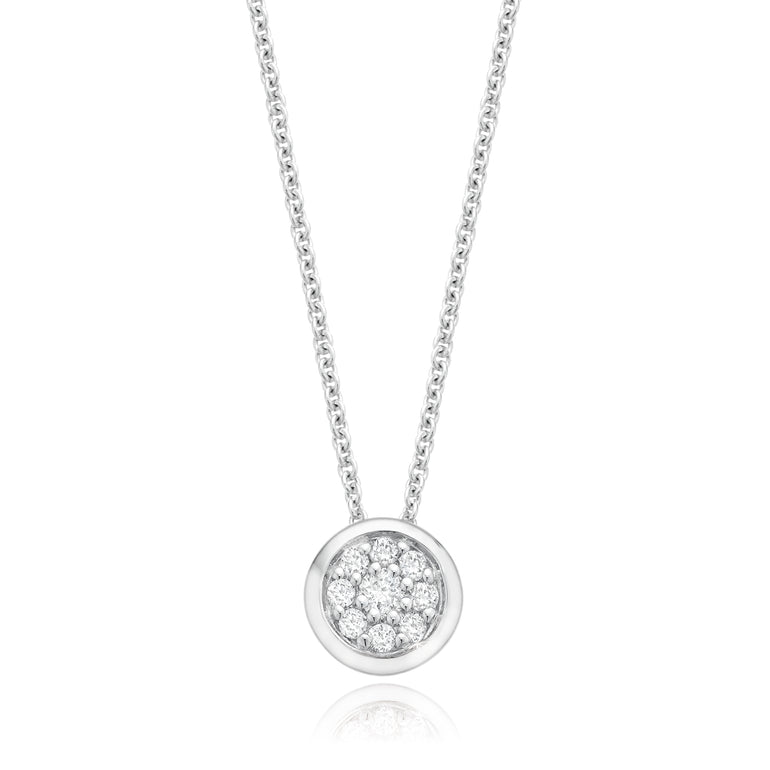9ct White Gold Round Brilliant Cut with 0.12 CARAT tw of Diamond Pendant