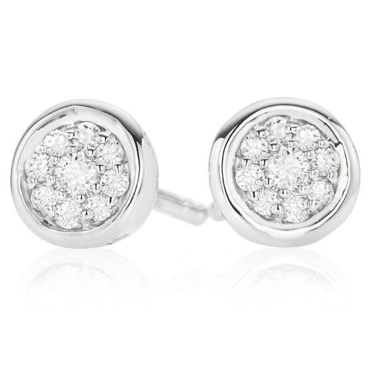 9ct White Gold Round Brilliant Cut with 0.12 CARAT tw of Diamonds Earrings