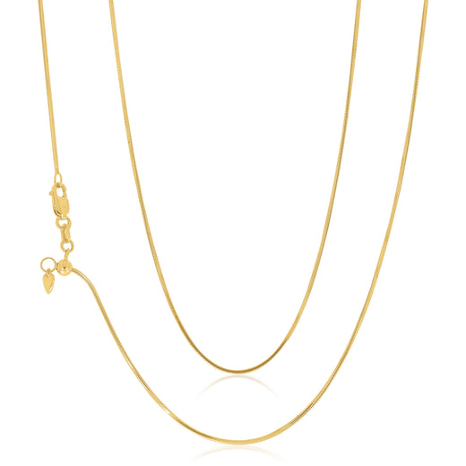 9ct Yellow Gold 45-50cm Adjustable Snake Chain