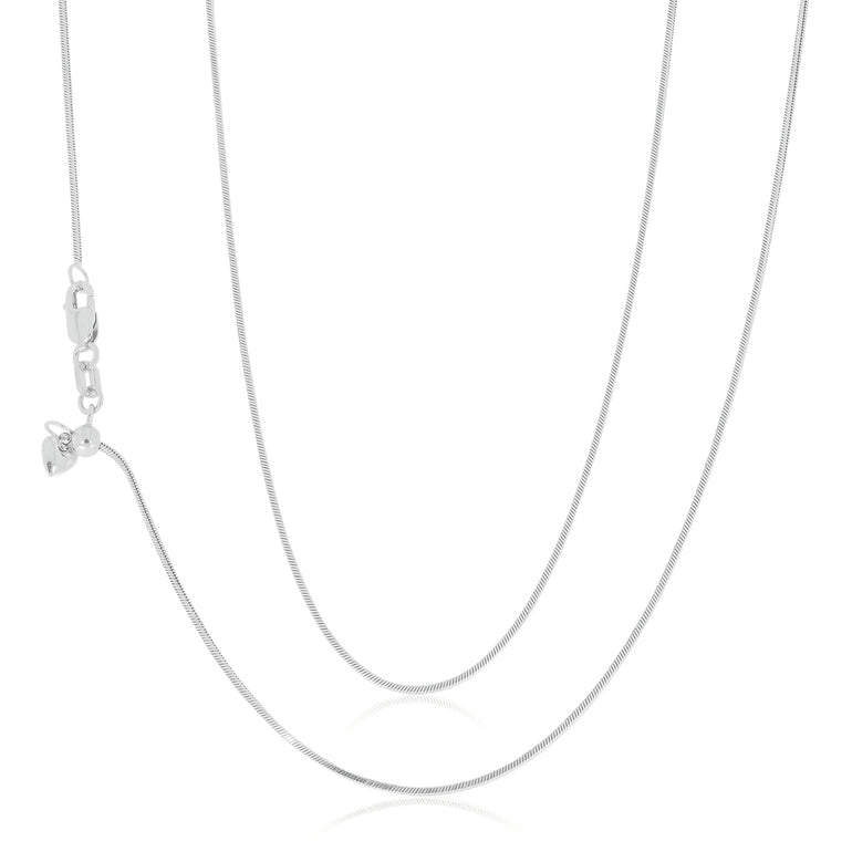 9ct White Gold 45-50cm Adjustable Snake Chain