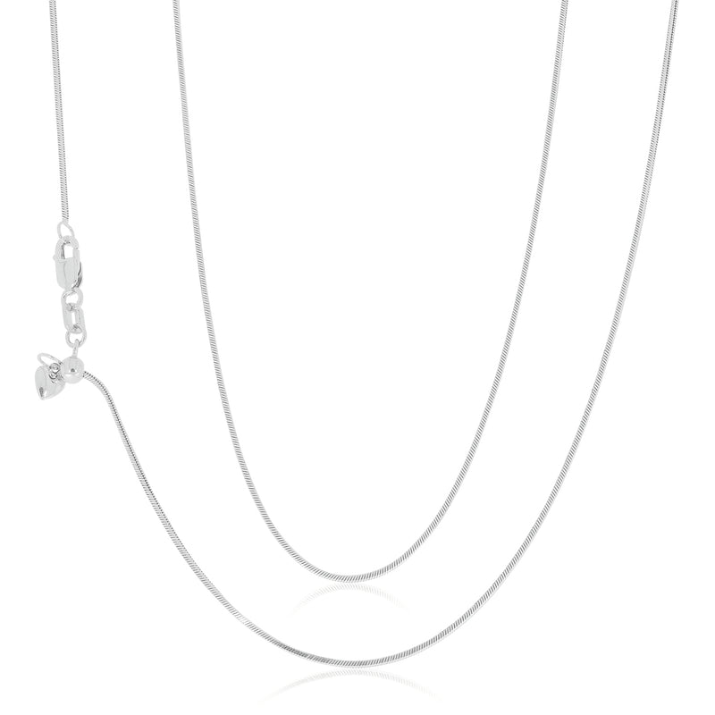 9ct White Gold 45-50cm Adjustable Snake Chain