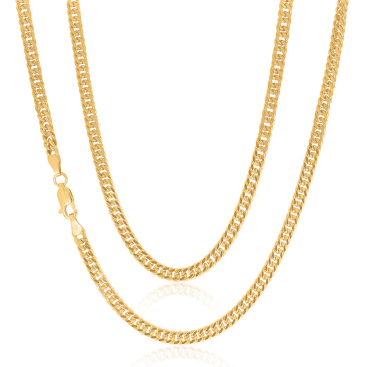 9ct Yellow Gold 2.5mm Double Diamond Cut Curb Chain in 55cm