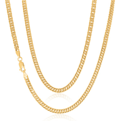 9ct Yellow Gold 2.5mm Double Diamond Cut Curb Chain in 55cm