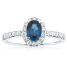 18ct White Gold Oval Cut Sapphire with 1/2 Carat tw of Diamonds Ring