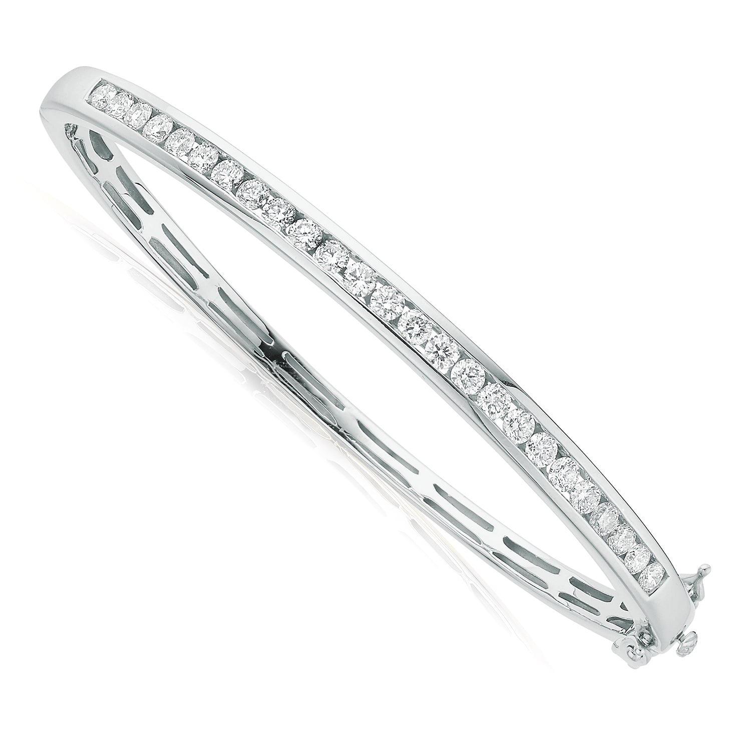 9ct White Gold Round Brilliant Cut with 2 CARAT tw of Diamonds Bangle