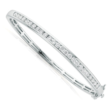 9ct White Gold Round Brilliant Cut with 2 CARAT tw of Diamonds Bangle