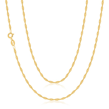9ct Yellow Gold 45cm Singapore Twist Chain
