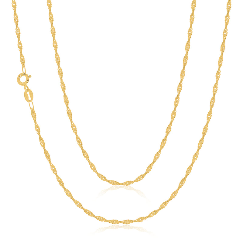 9ct Yellow Gold 45cm Singapore Twist Chain