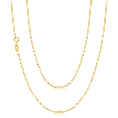 9ct Yellow Gold 45cm Diamond Cut Long Curb Chain