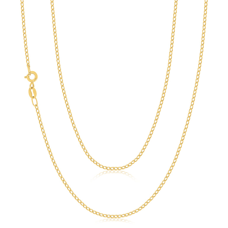 9ct Yellow Gold 45cm Diamond Cut Long Curb Chain