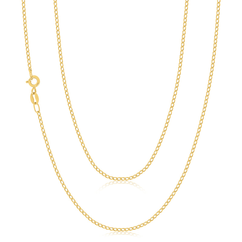 9ct Yellow Gold 45cm Diamond Cut Long Curb Chain