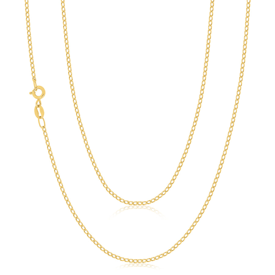 9ct Yellow Gold 45cm Diamond Cut Long Curb Chain