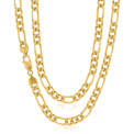 9ct Yellow Gold 55cm Diamond Cut Bevel, Square & Concave 1:3 Figaro Chain