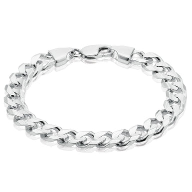 Sterling Silver 10mm Bevelled Diamond Cut Curb 23cm Bracelet