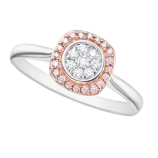 Pink Diamonds 9ct Rose & White Gold Round Cut with 0.20 CARAT tw of Diamonds Ring