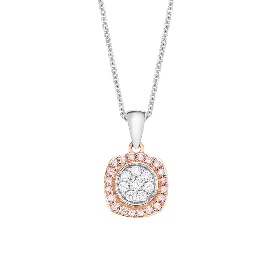 Pink Diamonds 9ct Rose & White Gold Round Cut with 0.20 CARAT tw of Diamond Pendant