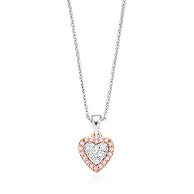 Pink Diamonds 9ct Rose & White Gold Round Cut with 0.15 CARAT tw of Diamond Pendant