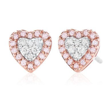 Pink Diamonds 9ct Rose & White Gold Round Cut with 0.17 CARAT tw of Diamonds Earrings