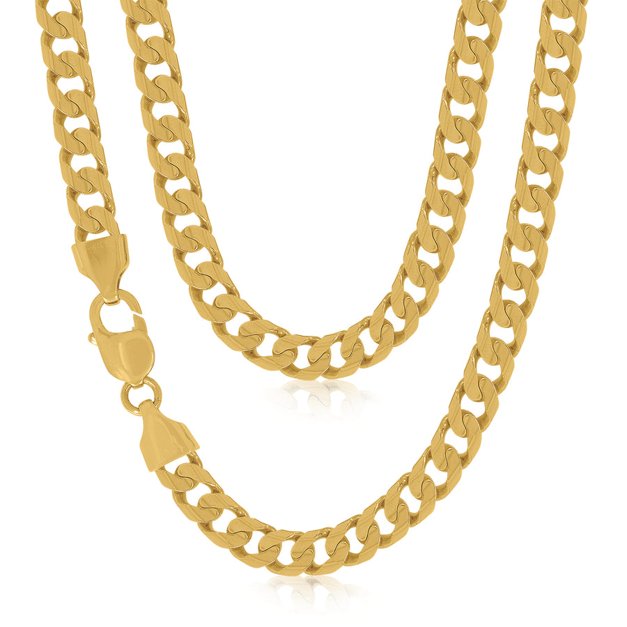 9ct Yellow Gold 55cm 8mm Bevelled Diamond Cut Curb Chain