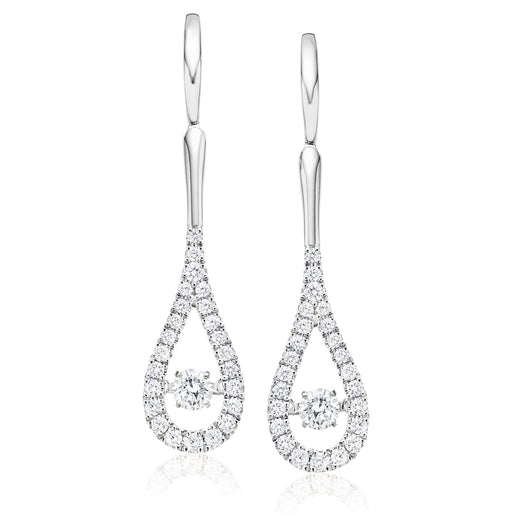 18ct White Gold Round Brilliant Cut with 0.90 CARAT tw of Diamonds Earrings