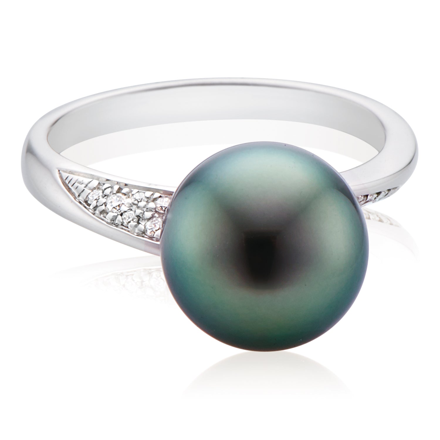 Perla By Autore 18ct White Gold Tahitian Pearl with 0.06 CARAT tw of D ...