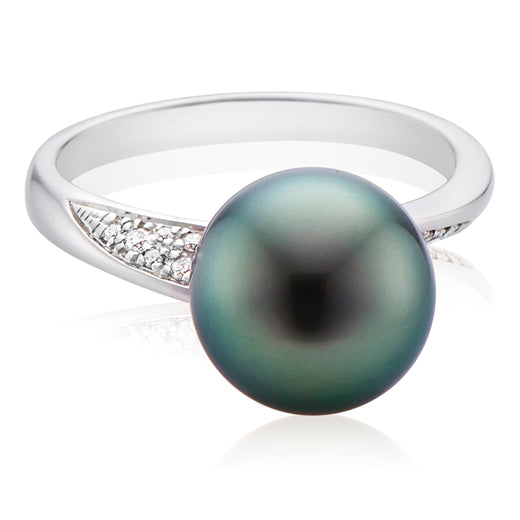 Perla By Autore 18ct White Gold Tahitian Pearl with 0.06 CARAT tw of Diamonds Ring