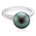 Perla By Autore 18ct White Gold Tahitian Pearl with 0.06 CARAT tw of Diamonds Ring