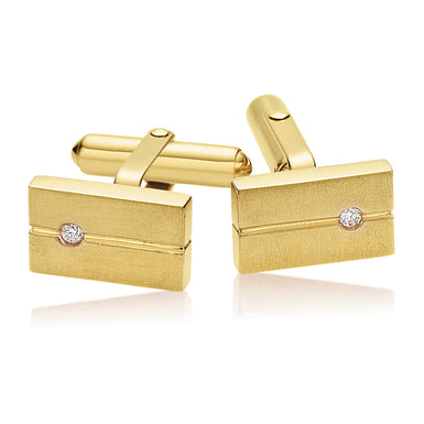 9ct Yellow Gold Round Brilliant Cut 0.07 CARAT tw of Diamonds Cufflinks